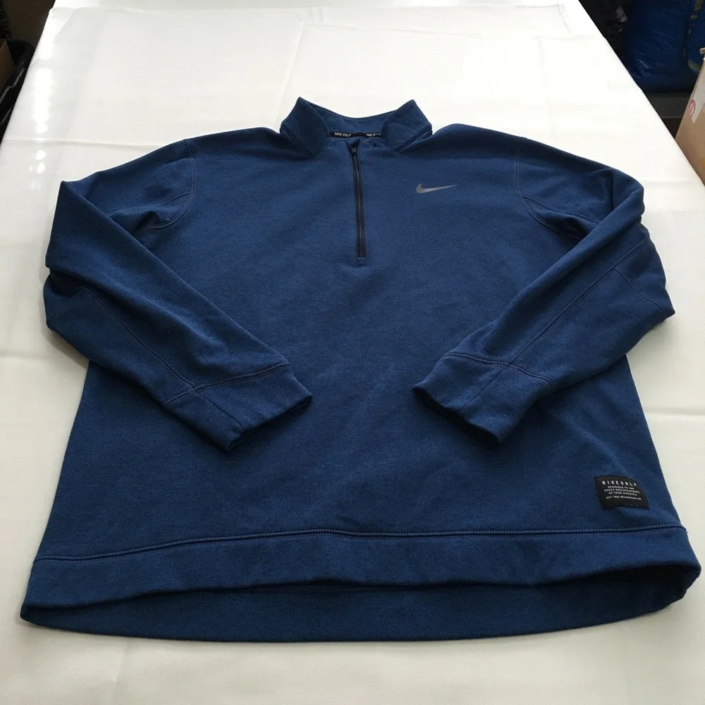Nike Golf Quarter Zip Pullover Mens Large Blue Performance Fleece